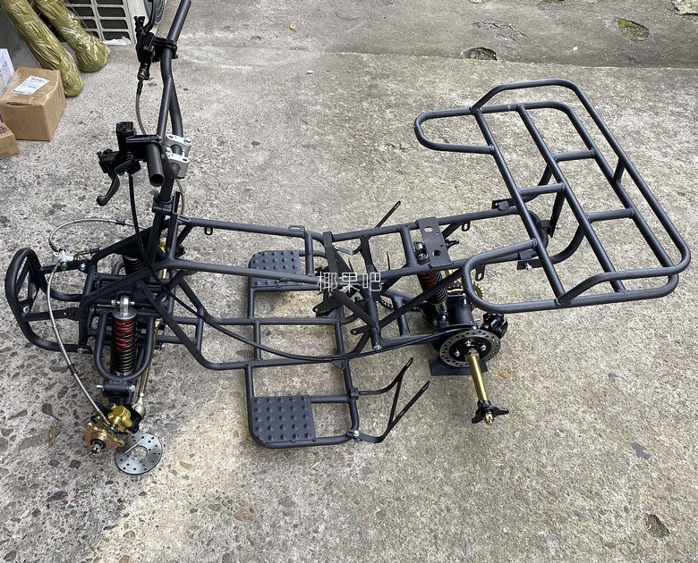 Four-wheel off-road motorcycle parts: Little Mars ATV complete vehicle frame, body frame, footrest, and rear axle assembly