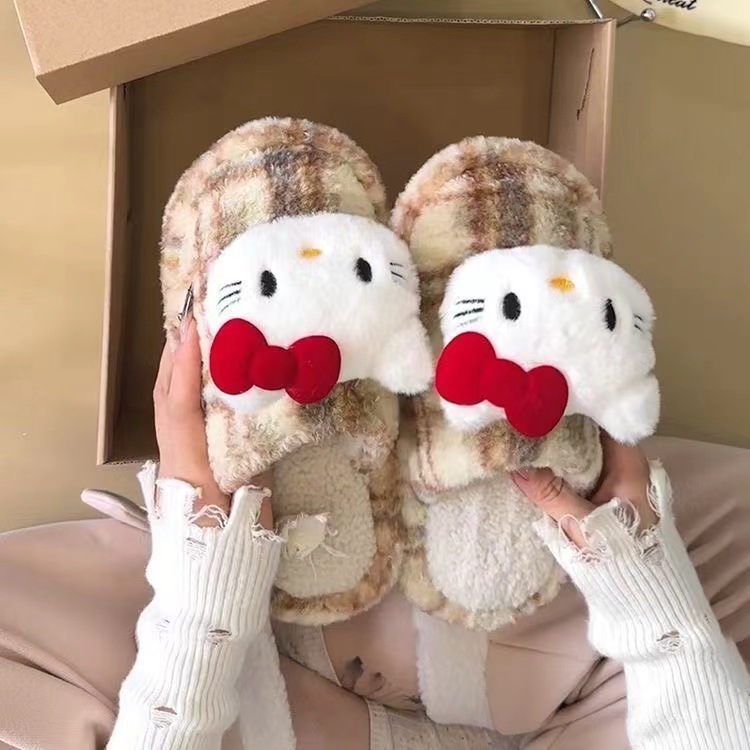 Red famosa nueva zapatillas de perro lindas invierno fuera antideslizante en el hogar adición de lana interior calentamiento zapatos de algodón lana