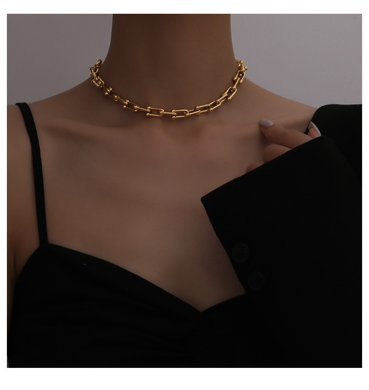 Titanium Steel Material Fashion Geometric Titanium Steel Patchwork Plating Chain Necklace 1 Piece