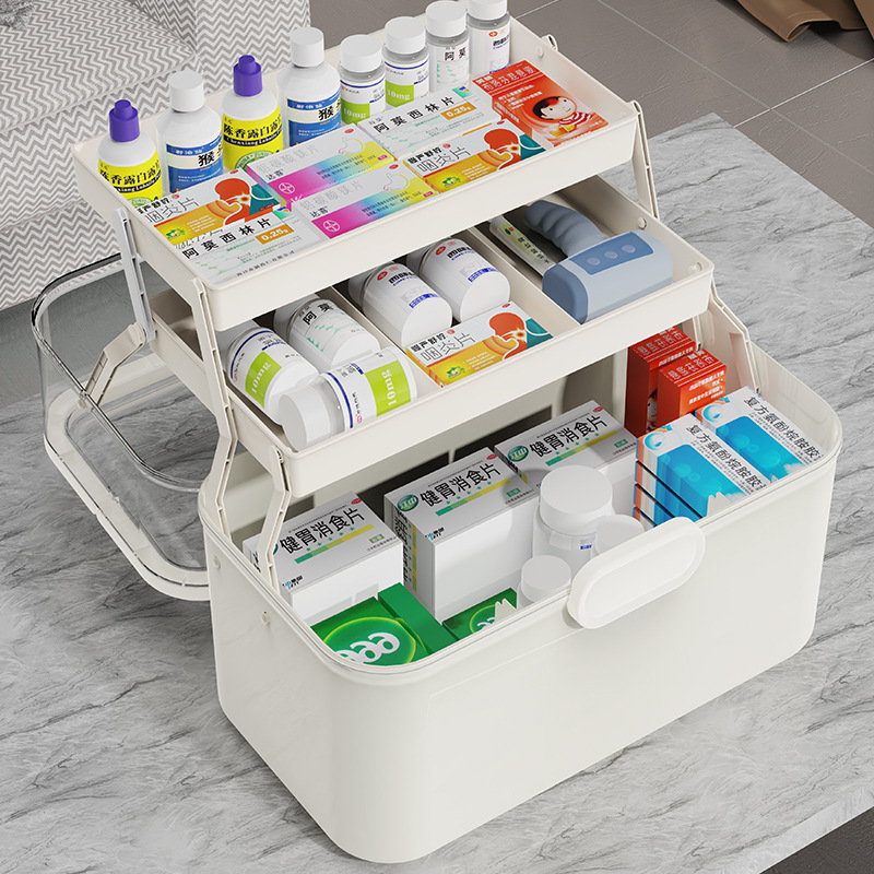 Caja de medicina hogar extra grande caja de medicina hogar gran capacidad para niños medicina multi-capa de almacenamiento médico caja al por mayor