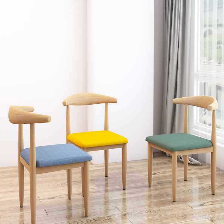 Dining Chair Backrest Nordic Simple Study Stool Desk Student Study Bedroom Home Imitation Solid Wood Iron Horn Chair