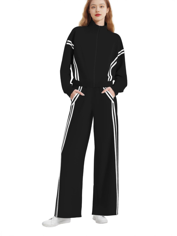 欧美亚马逊2025秋季两件套卫衣运动服休闲开衫套装长裤两件套女|undefined