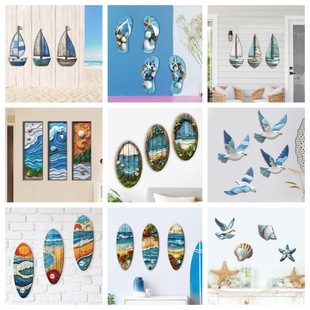 Cross-border summer marine style wooden sailing series wooden hanging pendants decoration home living room bedroom decoration