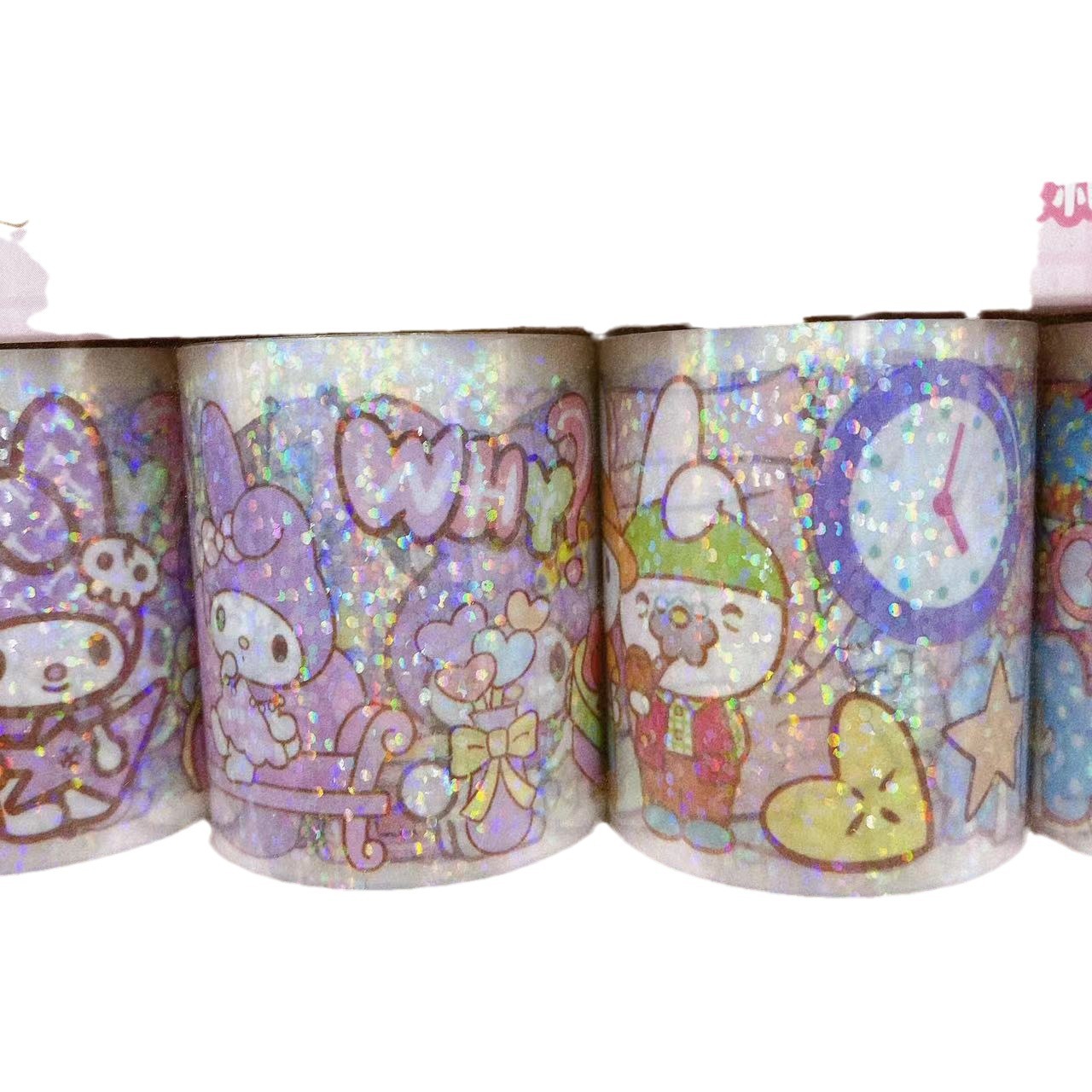 Nuevo 5 en dibujos animados adhesivo cinta adhesiva DIY estampado láser adhesivo decoración transparente material caja de regalo contabilidad
