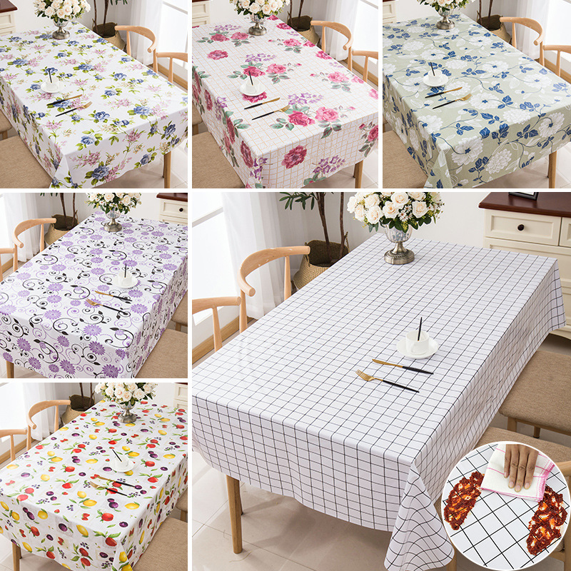PVC Tablecloth Waterproof and Oil-proof Rectangular Dining Table Tablecloth Amazon Cross-border Coffee Table Table Mat Picnic Stall Cloth