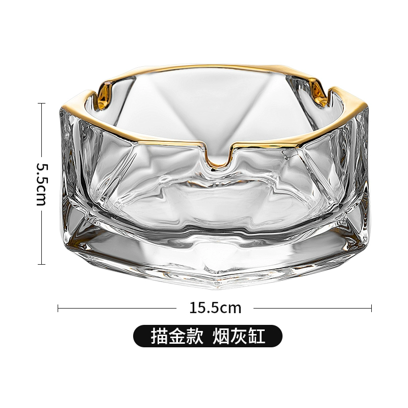 Big glass ashtray for commercial use for office, light luxury style