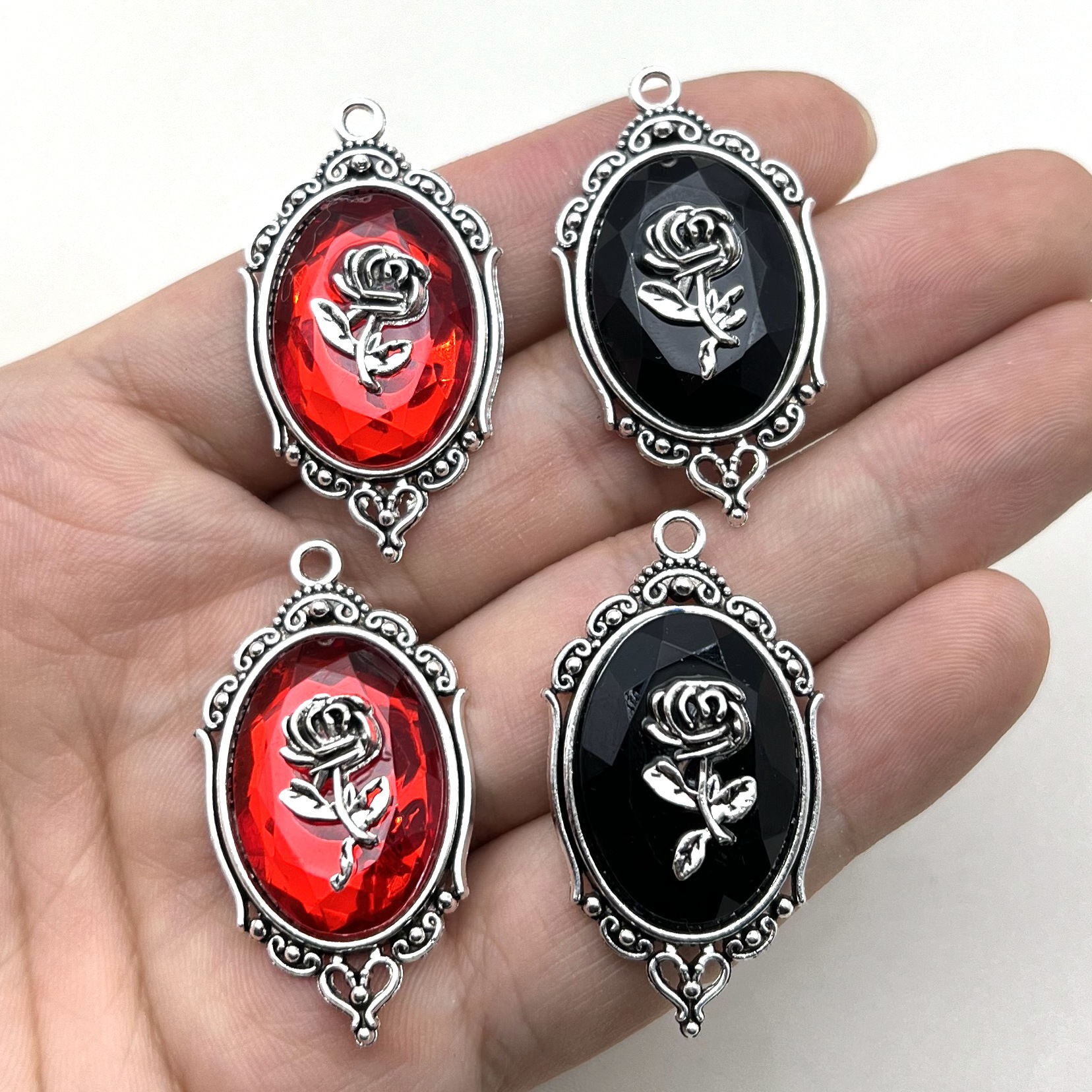 7g Weight Pendant Jewelry Making Type Silver Plated Plating Material 1 Piece Alloy Silver Plated Rose Flower Pendant DIY Jewelry Accessories