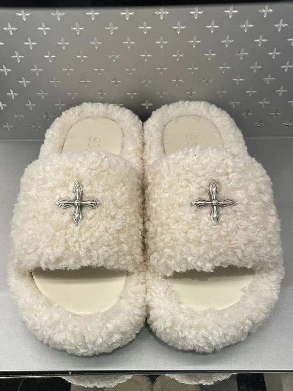 高品質！ Wu Xuan Yi の同じスタイル SMFK クロスフラワーファースリッパブラックベルベット厚底アウターウェアスリッパ女性用|undefined