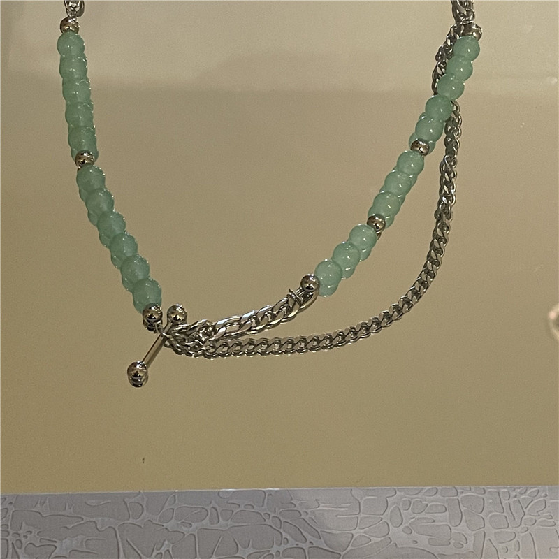 Wholesale Jewelry Green Aventurine Beaded Double Layer Necklace Nihaojewelry display picture 7