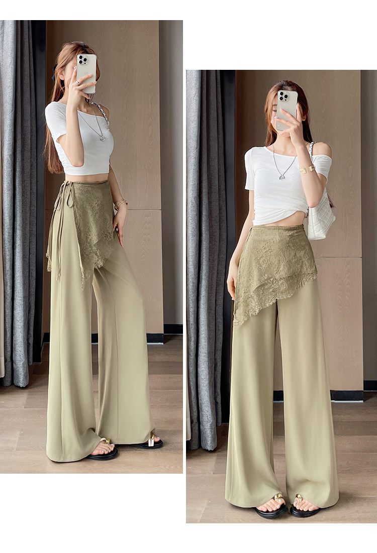 Quần culottes nữ ống rộng cạp cao ren eo phong cách Hàn Quốc — màu đen chi tiết 38