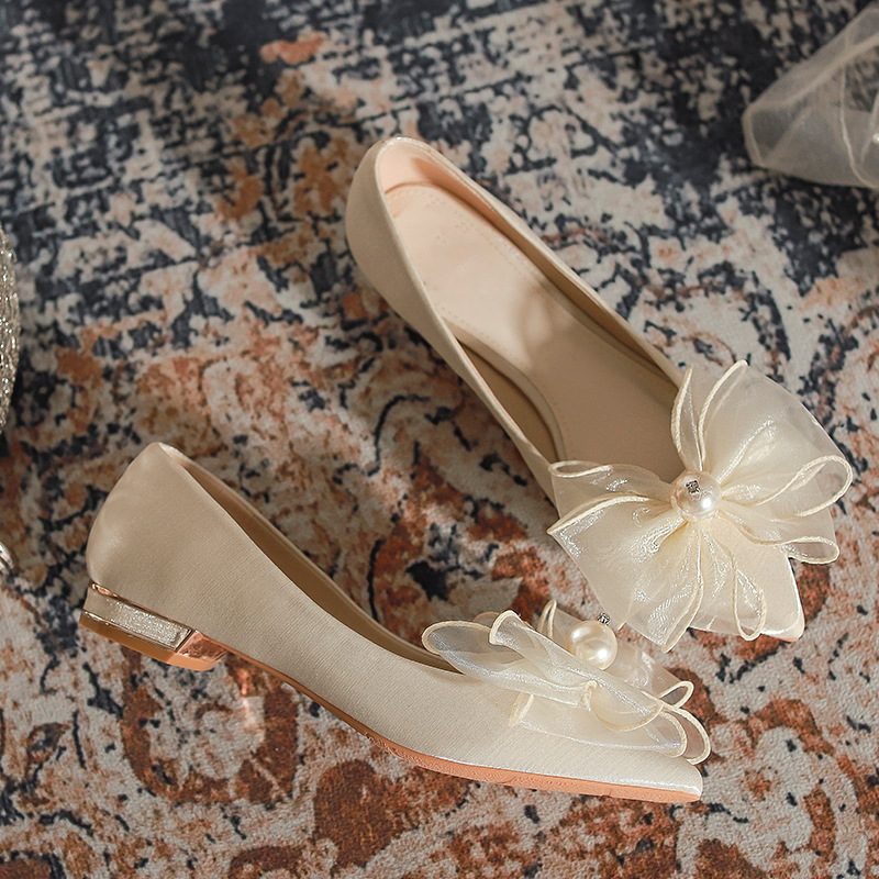 Chaussures de fiançailles pour enfants, femmes enceintes, chaussures simples à semelle plate, pieds non fatigants, robe de mariée princesse haut de gamme, chaussures de mariée_voghion.com