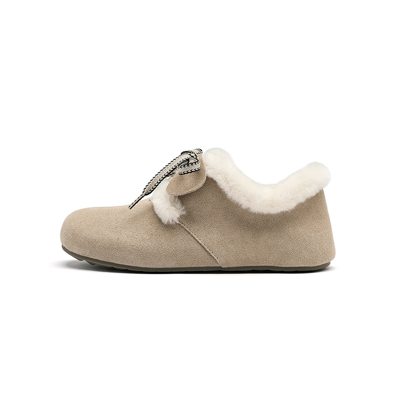 Augu Lion Dengjia Bocken zapatos de terciopelo para mujeres 2025 nuevo invierno engrosado un pie de zapatos de algodón de lana de suela gruesa zapatos de tostada