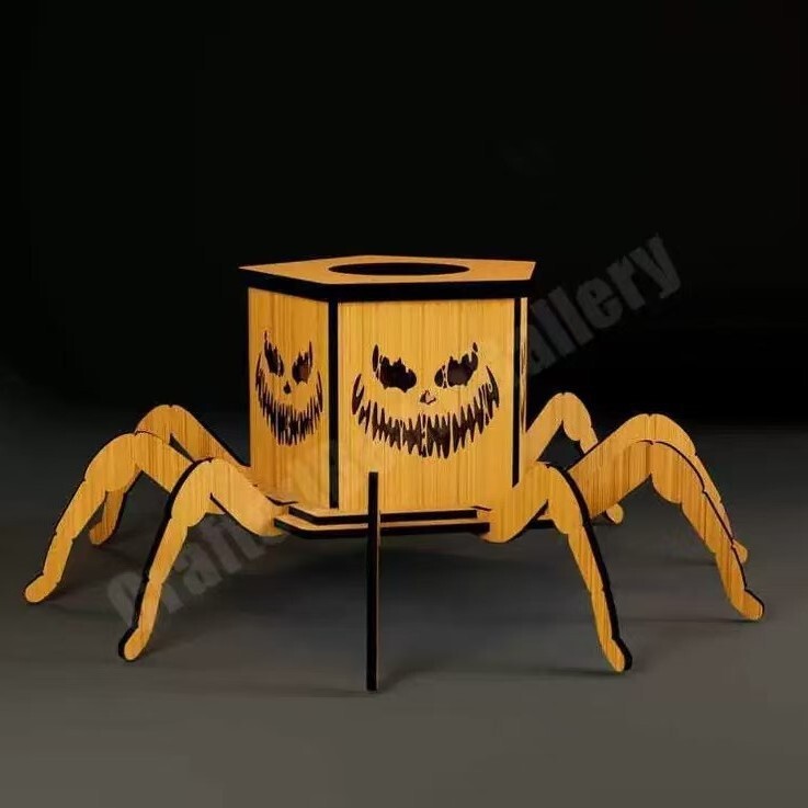 クロスボーダー新製品ゴーストハロウィンスパイダーミニランタン燭台装飾面白い装飾品木製工芸品|undefined