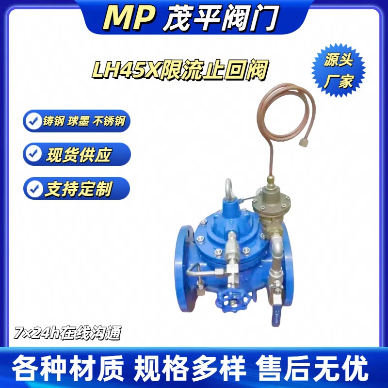 LH45X-10限流止回阀球墨铸钢不锈钢法兰连接式