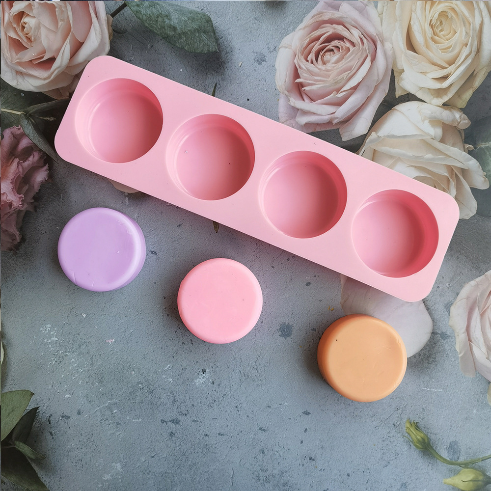 4 molde de jabón molde de silicona circular aromático artesanía molde de jabón molde de vela molde de pastel de arroz harina
