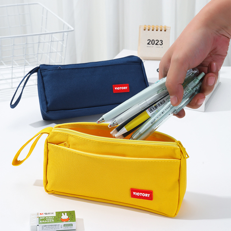 Simple inspirational pencil bag with customized logo wholesale ins high-looking large-capacity pencil stationery bag for primary school students customized
