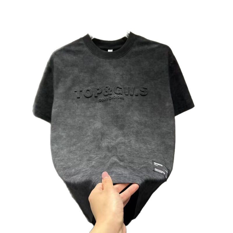 2025 Summer New Style Popular All-Match Three-Dimensional Short-Sleeved T-Shirt Men's Fashionable Brand Fashionable Top Men's Round Neck Half-Sleeve