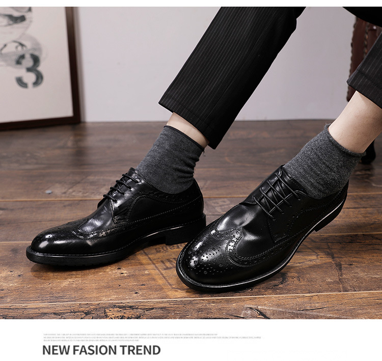 Nové kožené boty pro muže, kožená vrstva z hovězí kůže, britský styl, Brock vyřezávané, svatební boty._voghion.com