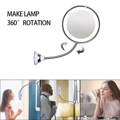 Portable 10X Lighted Makeup Mirror with Flexible Frame, Wall Mountable, Foldable Vanity Mirror