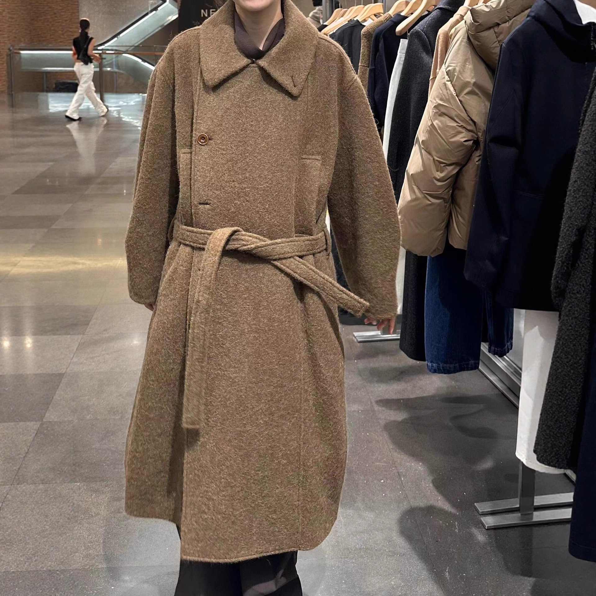 High-Quality Lem* Old Money Style Woolen Bathrobe Coat for Women, Winter Loose Thick Oversized Asymmetrical Long Coat