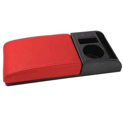 Armrest box and lengthened multifunctional storage box - ultra-fiber-leather-universal-cover-face-black-red-cover