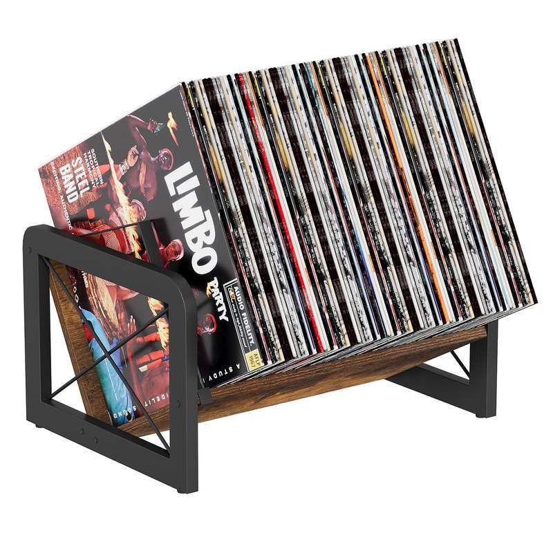 Wooden Metal Record Rack, Home Desktop Magazine and Book Storage Rack, Portable Newspaper Rack, Living Room Toy and Miscellaneous Items Organizer