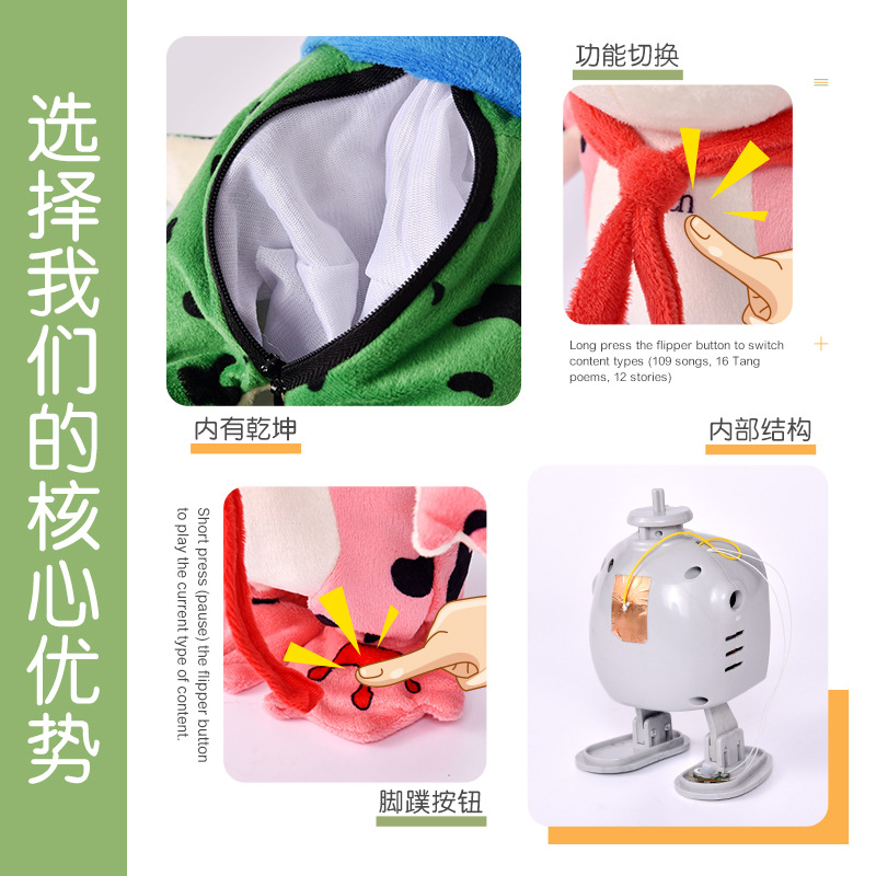 Eléctrica aprender a hablar simple lindo pequeña rana cantando baile swing caminar venta bebé Rana muñeca de peluche celebridad en línea