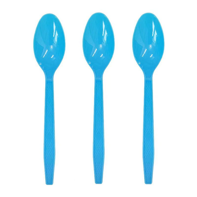 25 piezas transfronterizas Amazon PS desechable de plástico cuchillo, tenedor y cuchara vajilla de tres piezas conjunto de banquete de la torta del partido