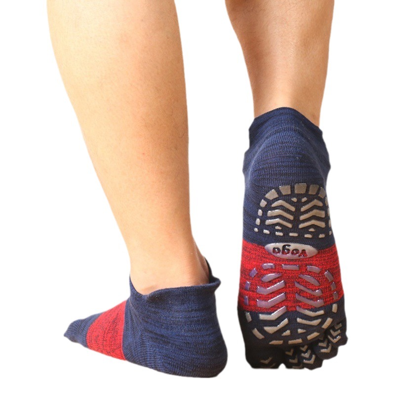 Calcetines de cinco dedos calcetines de yoga para hombres calcetines de algodón antideslizantes calcetines deportivos cortos con punta Baja y rayas de color de cinco dedos