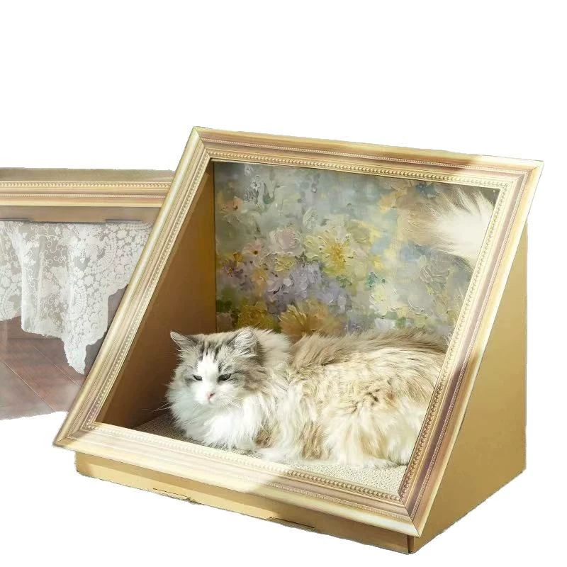  oil painting retro cat nest cat scratching board photo frame special corrugated paper wear-resistant cat claw board cat supplies cat toys