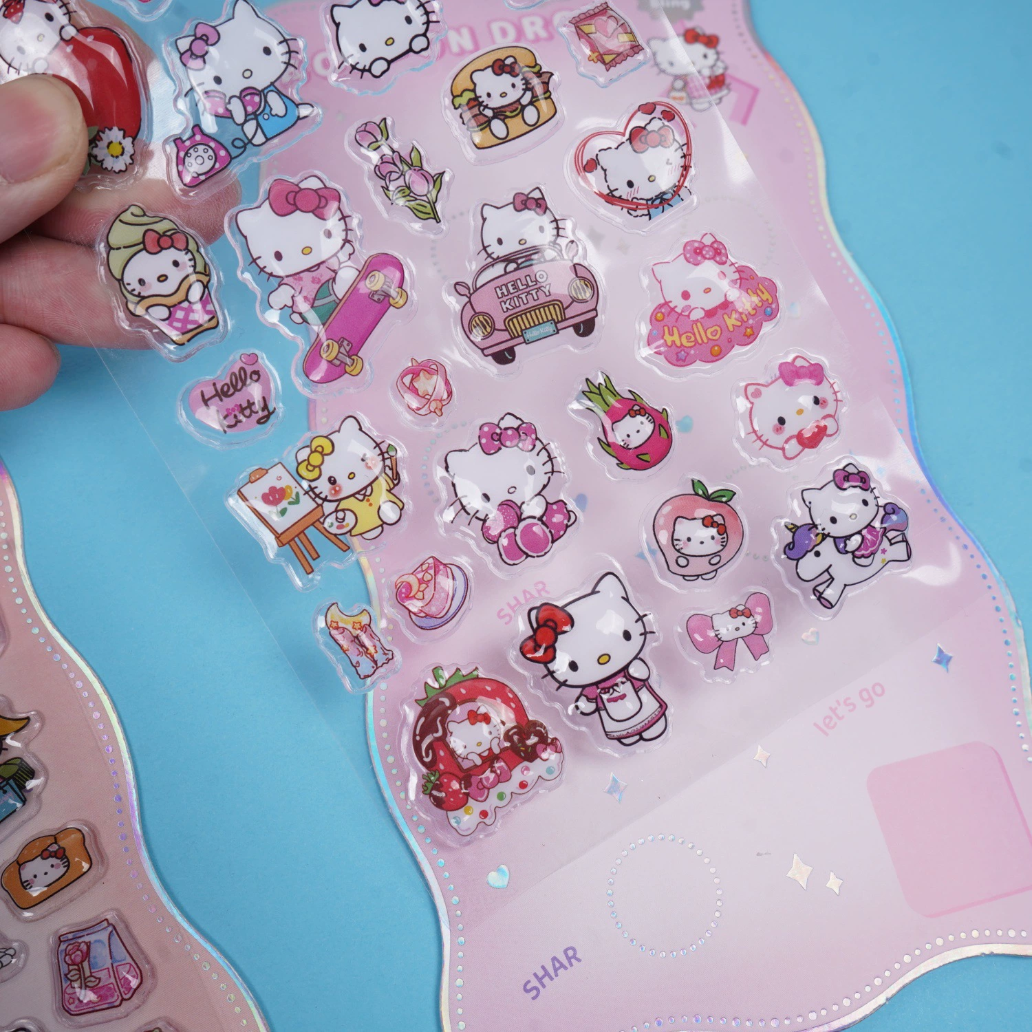 3D Embossed Sticker Set (Hello Kitty) — Cute Three-dimensional Decorative Stickers, 14 g