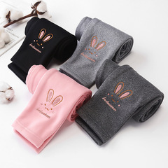 Children's leggings, velvet and thick outer wear, winter autumn and winter girls' embroidered new style winter style women's trousers