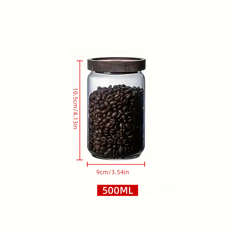 Tanque de almacenamiento de madera de acacia para almacenar alto borosilicato transparente de uso diario con cubierta de cocina de almacenamiento de granos de vidrio sellado de vidrio