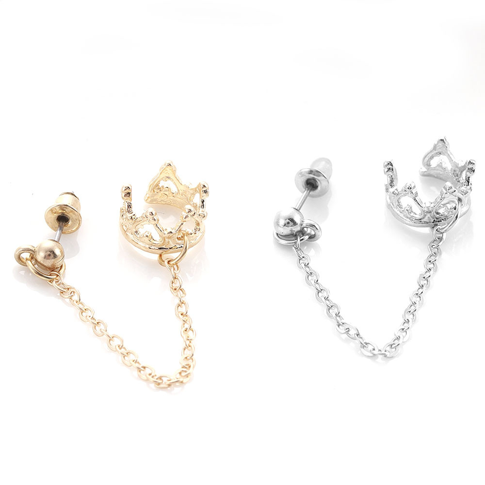 Corona europea y americana clip de oreja en forma de U corazón hueco retro pendientes largos pendientes no perforados pendientes de moda pendientes no convencionales