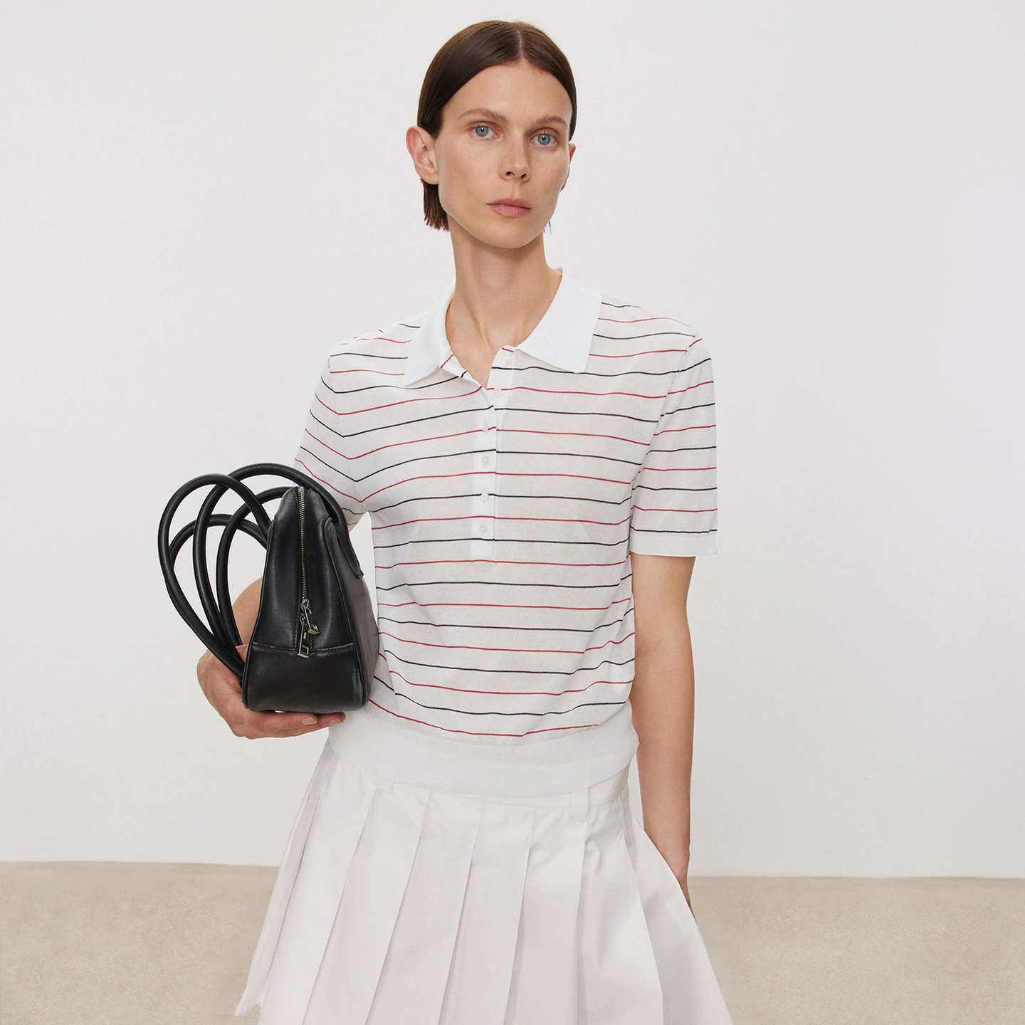 CHICJOC ретро цветная полосатая легкая крутая триацетатная хлопчатобумажная пряжа интеллектуальная футболка-поло с короткими рукавами и небольшим профилем