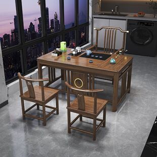 New Chinese-Style Balcony Solid Wood Small Apartment Tea Table and Chair Set for Living Room Kung Fu Tea Table Home Tea Table Set
