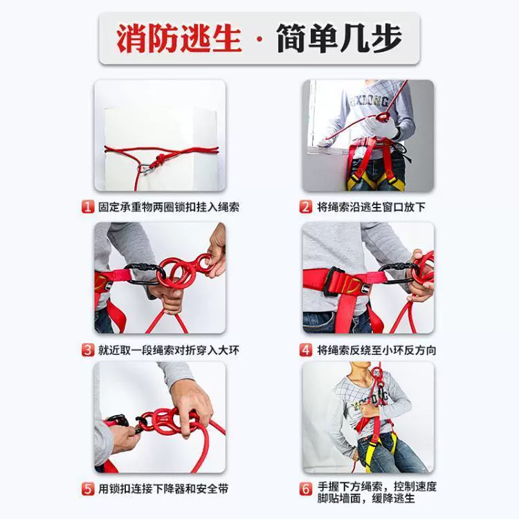 Emergency rope Escape Speed ​​Speed ​​Rope Life Rope Safety Rope Specifier Set