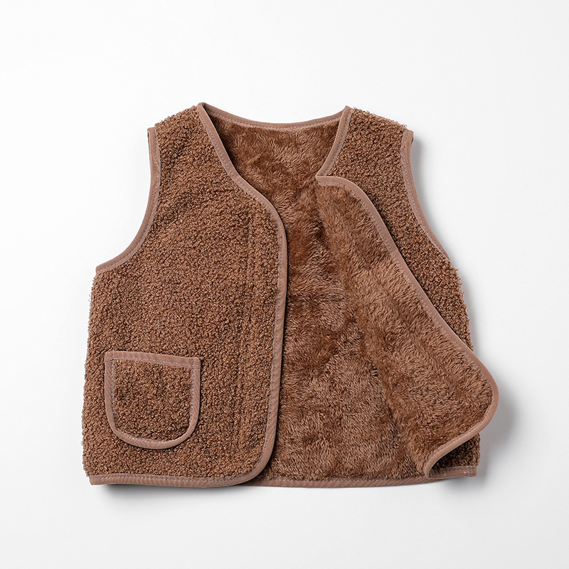 Chalecos de bebé con forro polar para niños, otoño-invierno 2024, chalecos infantiles para usar como ropa exterior, chalecos cálidos de algodón con lana de cordero para niñas.