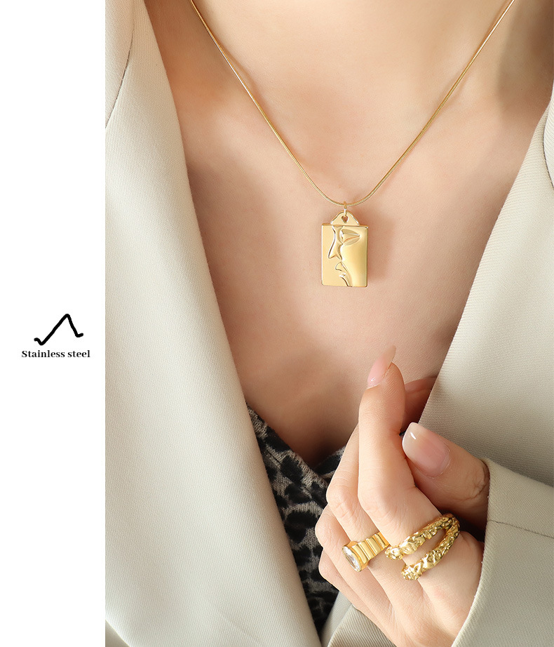 Fashion Portrait Titanium Steel Plating Pendant Necklace 1 Piece