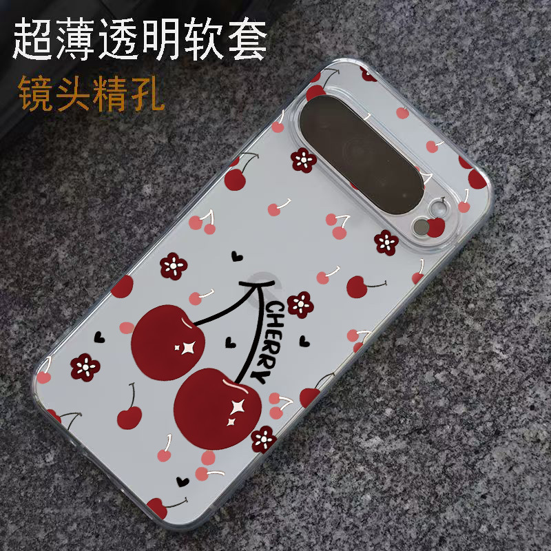 Cherry blossom design, suitable for Google Pixel 9/8 Pro/7A, transparent phone case, 6-piece set, simple TPU soft case Cherry blossom design, suitable for Google Pixel 9/8 Pro/7A, transparent phone case, 6-piece set, simple TPU soft case