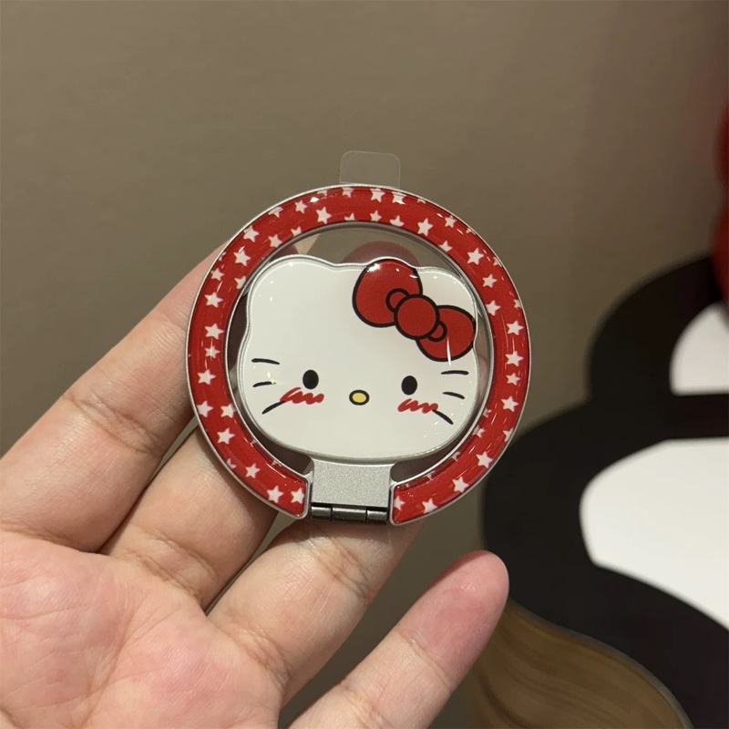 卡通KT凯蒂猫适用MagSafe磁吸爱心支架指环扣强吸附力懒人桌面新|undefined