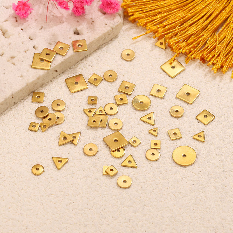 Stainless Steel Geometric Spacers, Square, Round, Triangular Loose Pieces, DIY Handmade Beaded Jewelry Accessories Materials