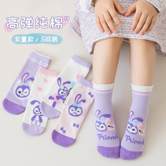 2024秋冬の子供用靴下の子供用靴下の女の子の綿の靴下の潮星の黛露の中で大きい子供の学生の中で靴下の赤ちゃんの靴下