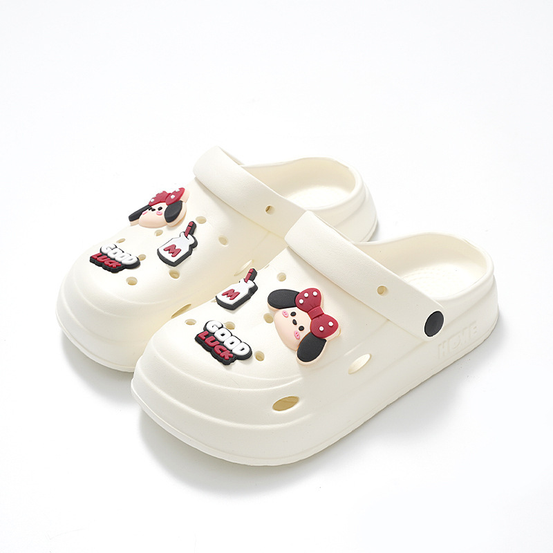[in stock] cartoon hole shoes women's summer wear thick bottom non-slip 2025 new beach sandals a generation of hair