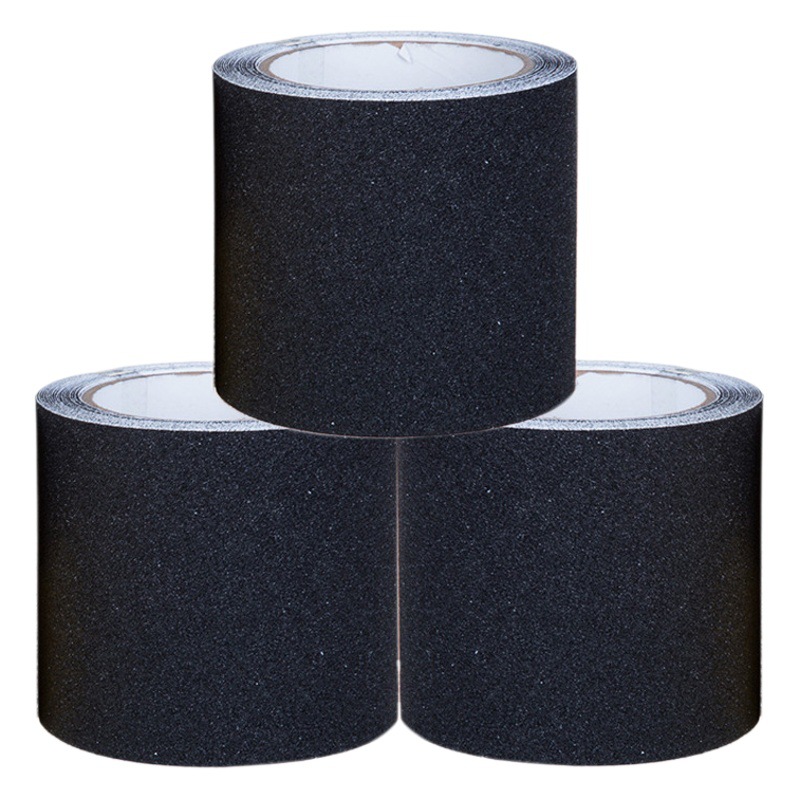 Venta al por mayor PVC paso antideslizante tira 10cm de ancho negro y amarillo esmerilado cinta impermeable antideslizante papel de lija antideslizante cinta