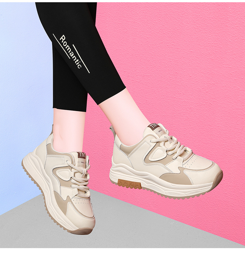Genuine Leather Retro Fashion Casual Sneakers Women, 2025 Spring And Autumn New Thick-soled Versatile White Shoes For_vogvips.com