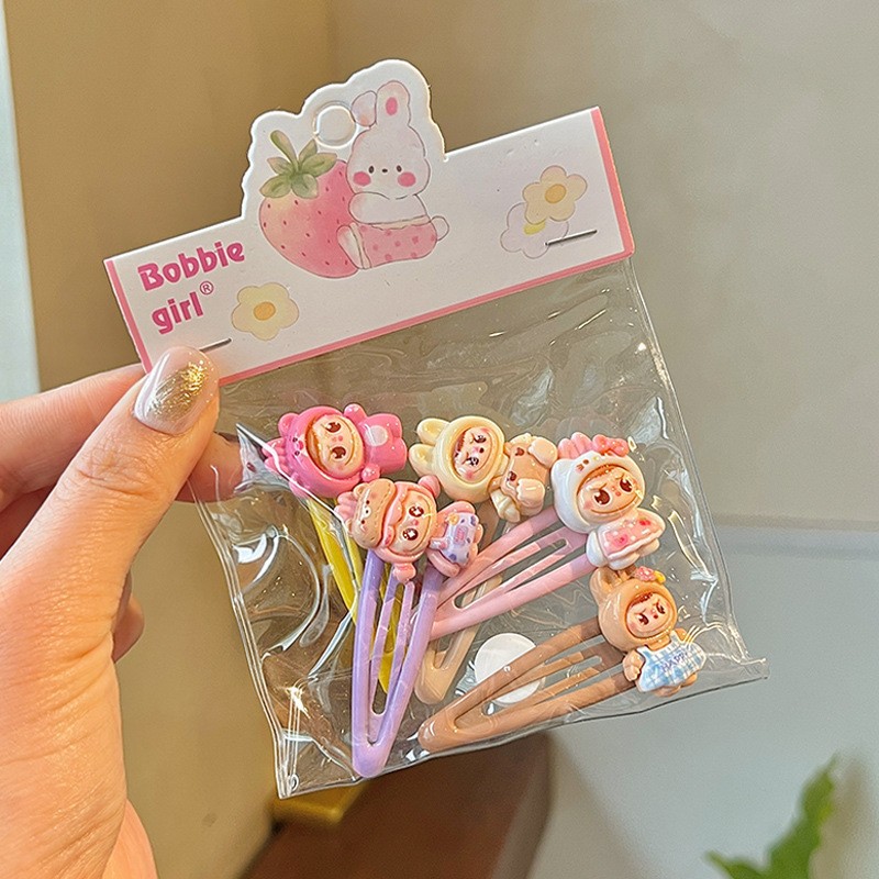 F8023-9# little girl's hair clip five-piece set
