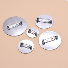 厂家直销  平底圆片20mm-40mm别针diy饰品配件不锈钢圆形托盘胸针