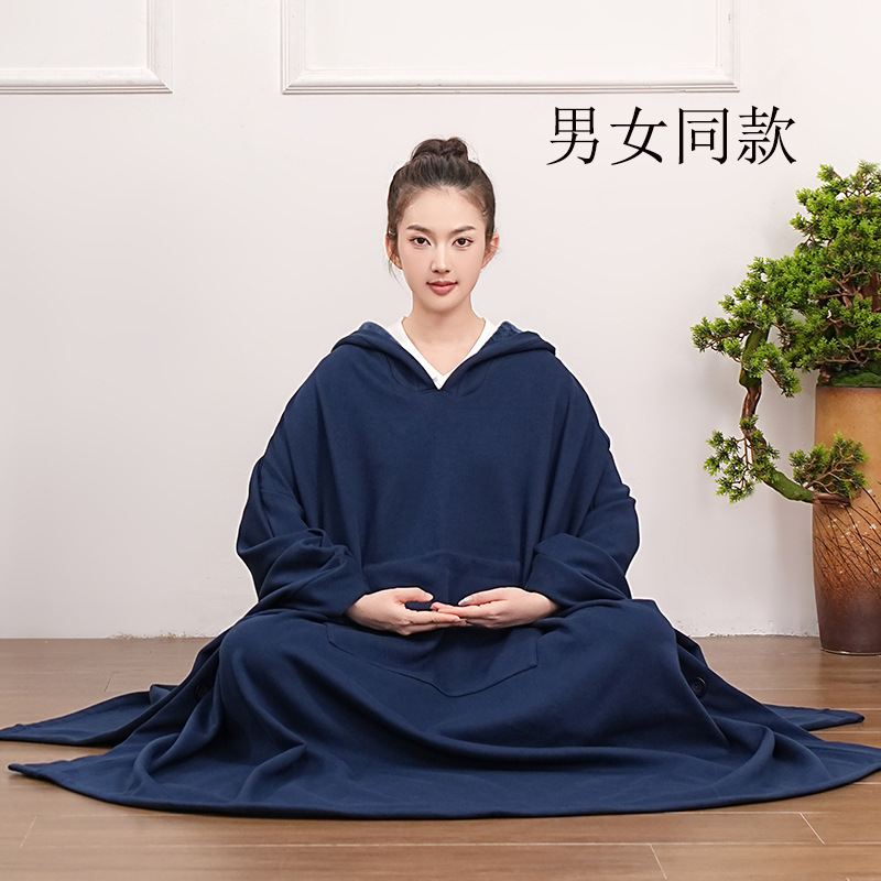 精梳棉加绒打坐披风禅修斗篷打坐服僧服居士服春秋冬款保暖民族风