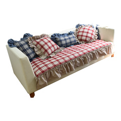 BG54格子四季沙發墊子沙發巾全包沙發布皮沙發墊簡約通用木耳花邊
